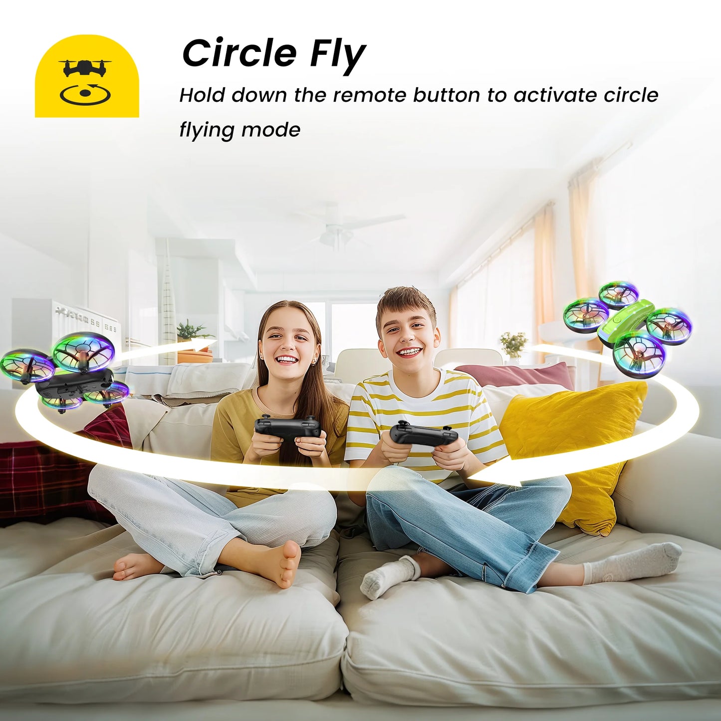 D33 Mini Drone for Kids and Beginners with LED Lights ,Altitude Hold,2 Batteries,Green