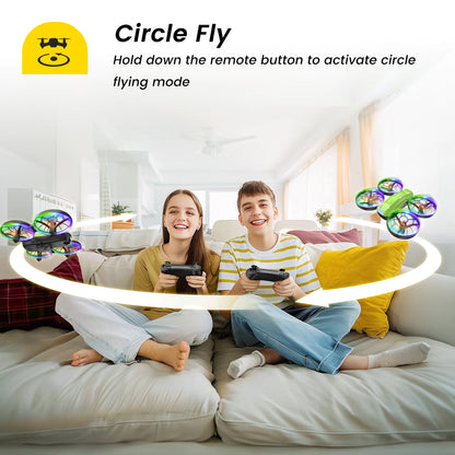 D33 Mini Drone for Kids and Beginners with LED Lights ,Altitude Hold,2 Batteries,Green