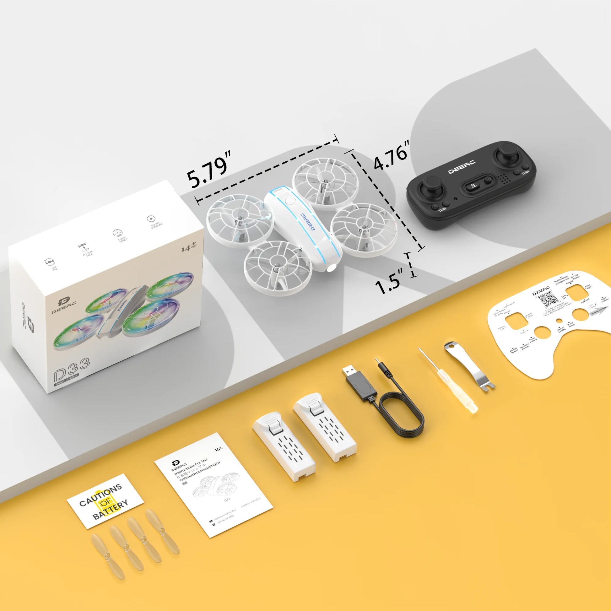 D33 Mini Drone for Kids and Beginners, LED Lights ,Altitude Hold,2 Batteries,White