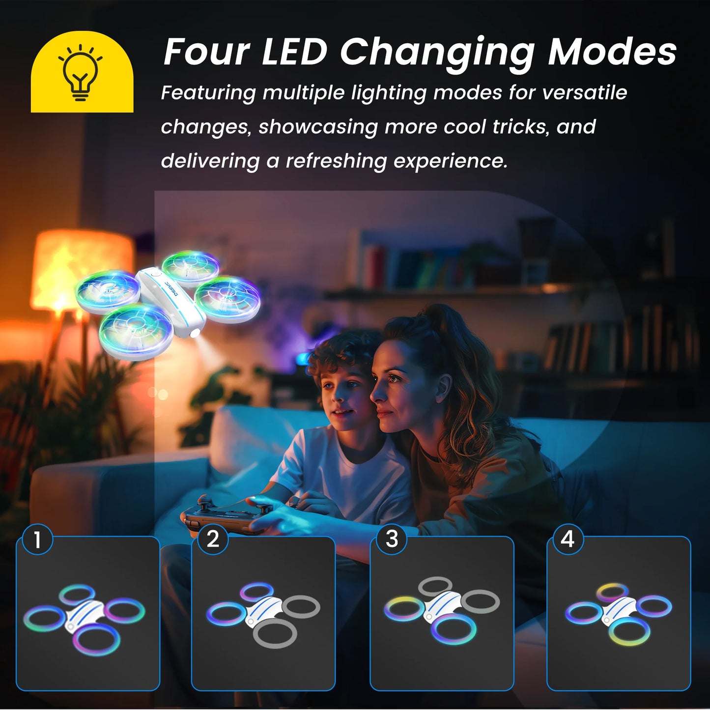 D33 Mini Drone for Kids and Beginners, LED Lights ,Altitude Hold,2 Batteries,White