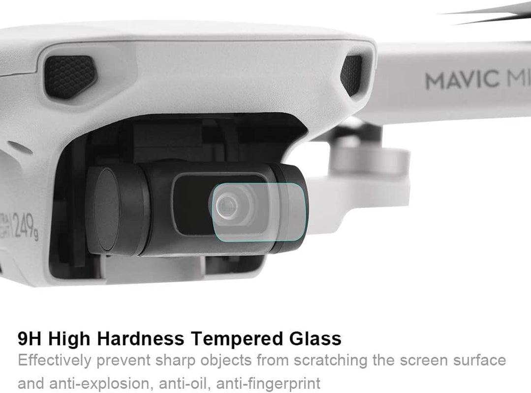 ​Mini 2 /Mini SE Gimbal Protector Kit: Camera Lens Cover Cap + Tempered Films (2 Sets) + Lens Hood Sunshade Gimbal Guard, 3-In-1 Lens Protection Accessories for DJI Mini 2/Mavic Mini/Mini SE